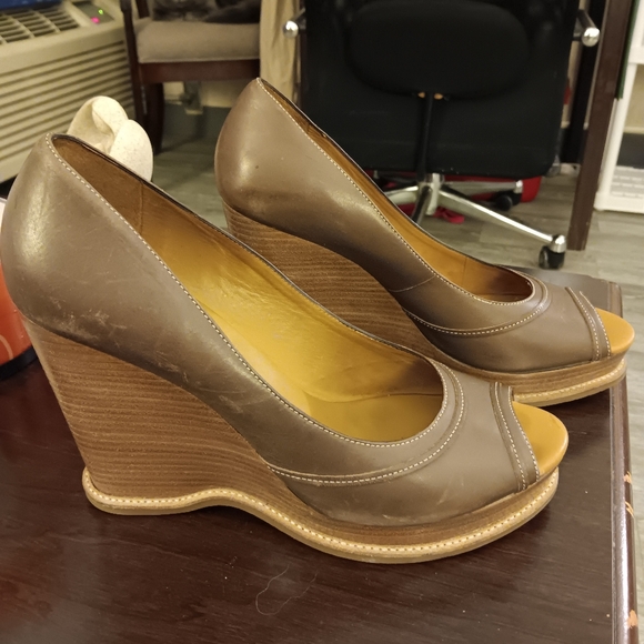 MICHAEL KORS Tan Wedge Platform Sandals Brown Size 10 - Picture 4 of 5